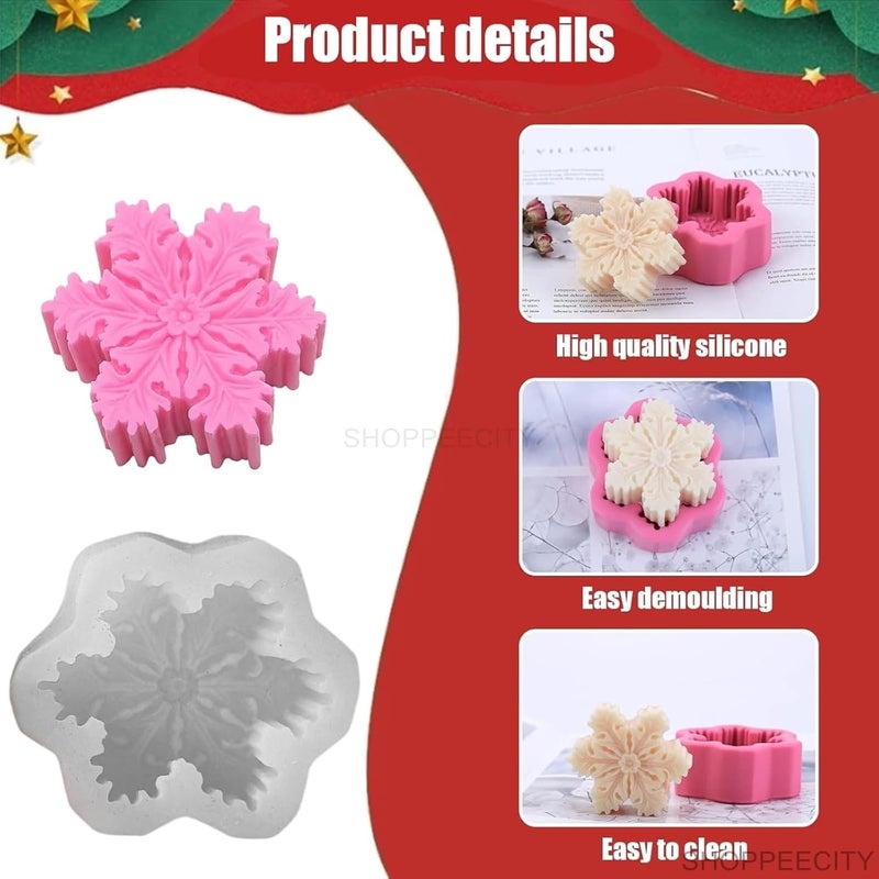 Shoppeecity Snowflake Shape Candle Mould Silicone Candle Mould for Candle Making for Christmas Festival Party Gifting Multipurpose Mold for DIY Handmade Chocolate Cake Dcor Aromatherapy Soap Resin Art Craft Making Home Wedding Party Decoration Snowflake B - Image 5
