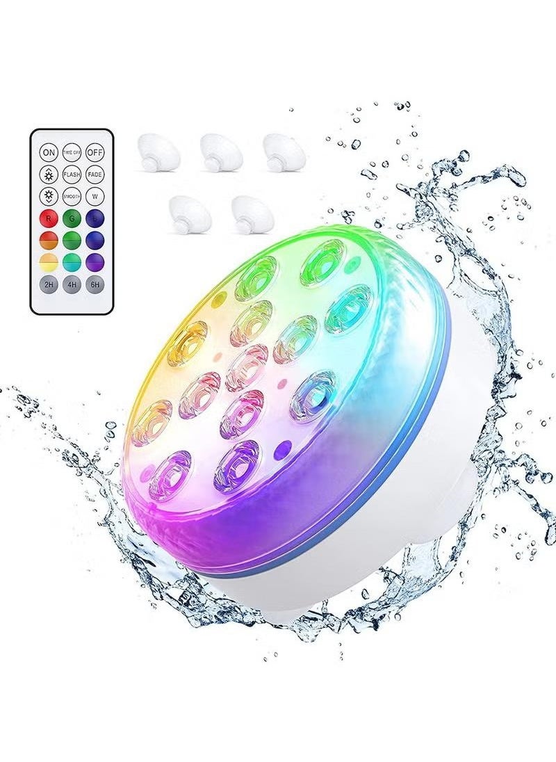 XiuWoo 2PCS 8.5cm Submersible LED Lights with Remote Control, IP68 Waterproof Pool Led Light,RGB 16 Color, with Suction Cup,Portable Hot Tub Light for Above Ground Inground Pool, Bath, Party, Vase  - Image 2