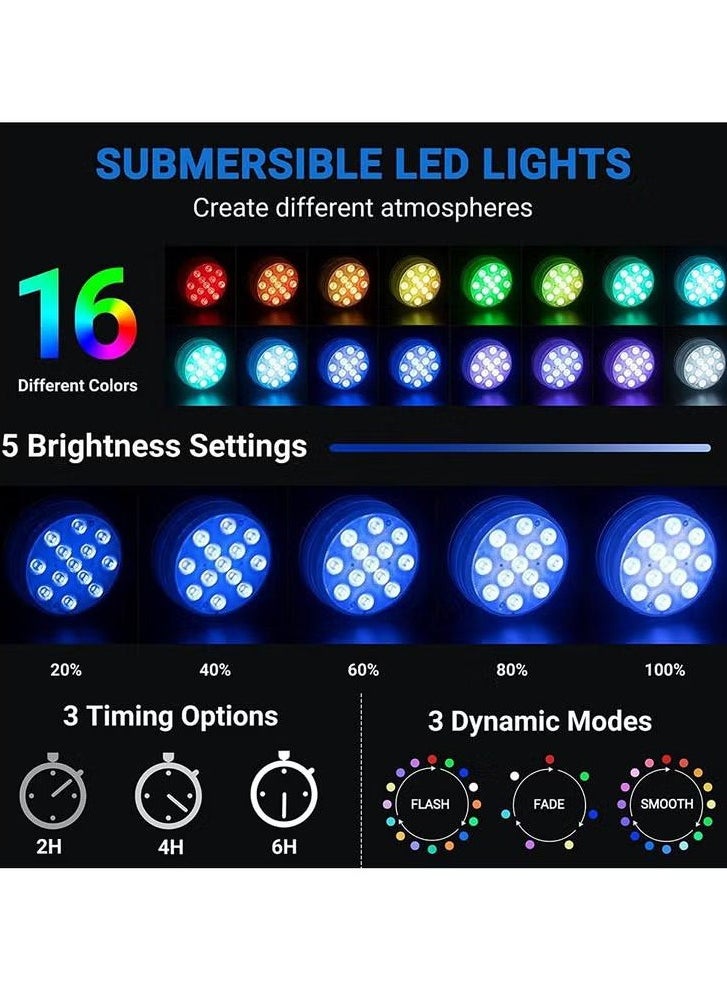 XiuWoo 2PCS 8.5cm Submersible LED Lights with Remote Control, IP68 Waterproof Pool Led Light,RGB 16 Color, with Suction Cup,Portable Hot Tub Light for Above Ground Inground Pool, Bath, Party, Vase  - Image 4