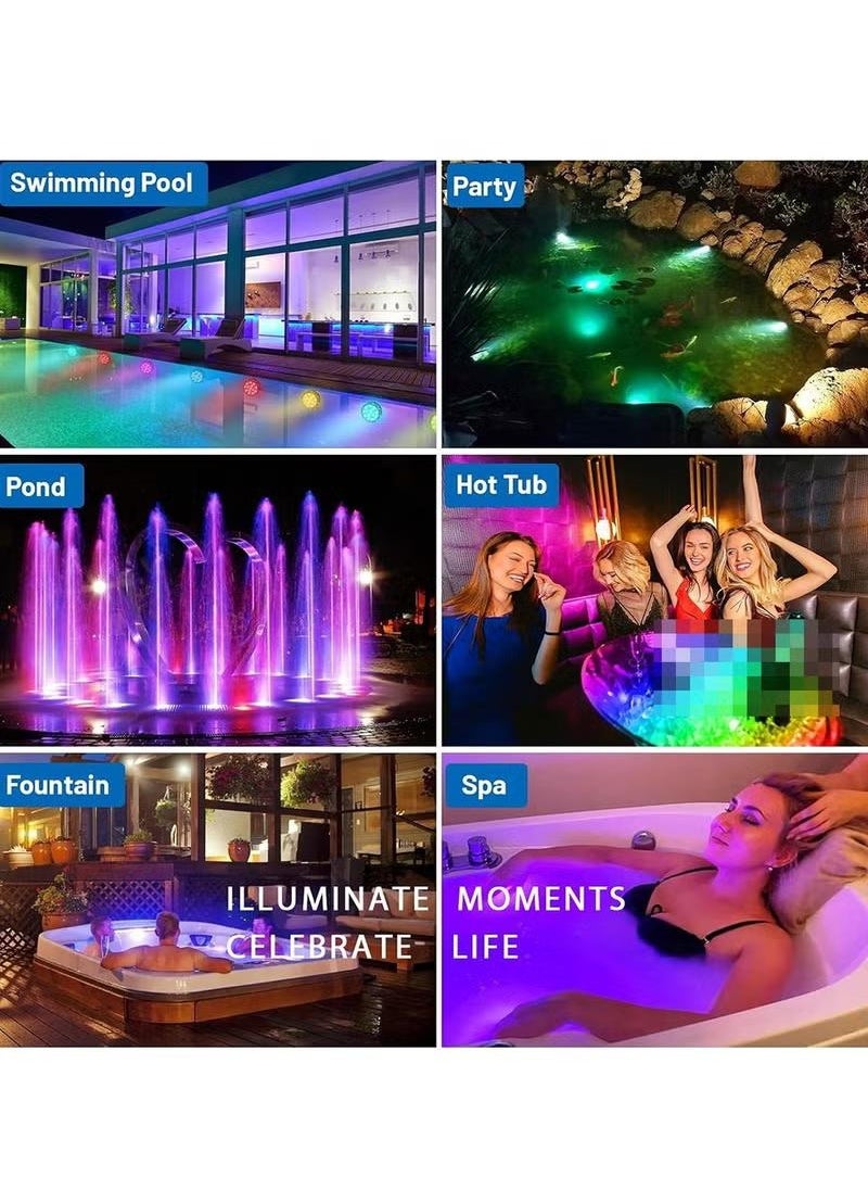 XiuWoo 2PCS 8.5cm Submersible LED Lights with Remote Control, IP68 Waterproof Pool Led Light,RGB 16 Color, with Suction Cup,Portable Hot Tub Light for Above Ground Inground Pool, Bath, Party, Vase  - Image 5