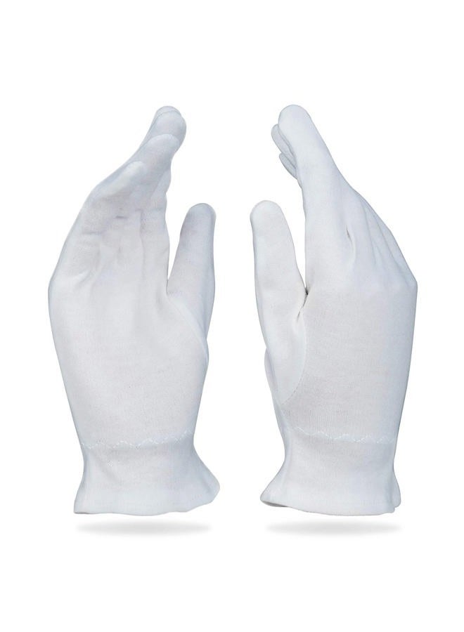 Beauty Care Wear White Gloves Medium (10 pair) - Cotton Gloves for Eczema, Cotton Gloves for Dry Hands, White Cotton Gloves for Women, Spa Glove, Lotion Glove, Sleeping Glove - Image 1