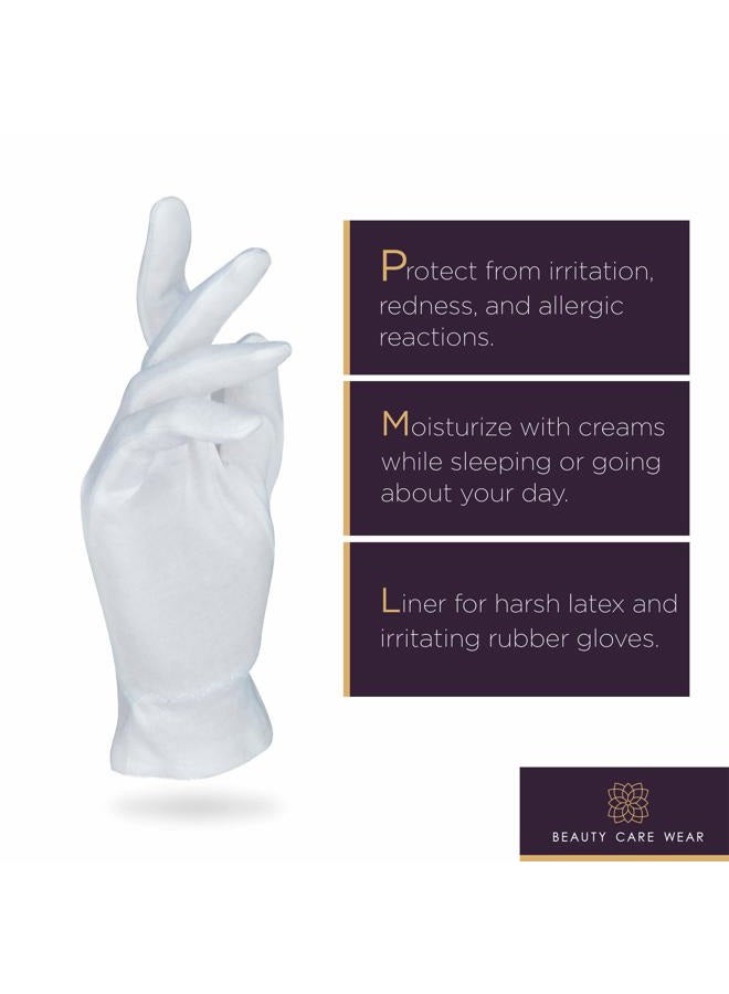 Beauty Care Wear White Gloves Medium (10 pair) - Cotton Gloves for Eczema, Cotton Gloves for Dry Hands, White Cotton Gloves for Women, Spa Glove, Lotion Glove, Sleeping Glove - Image 5