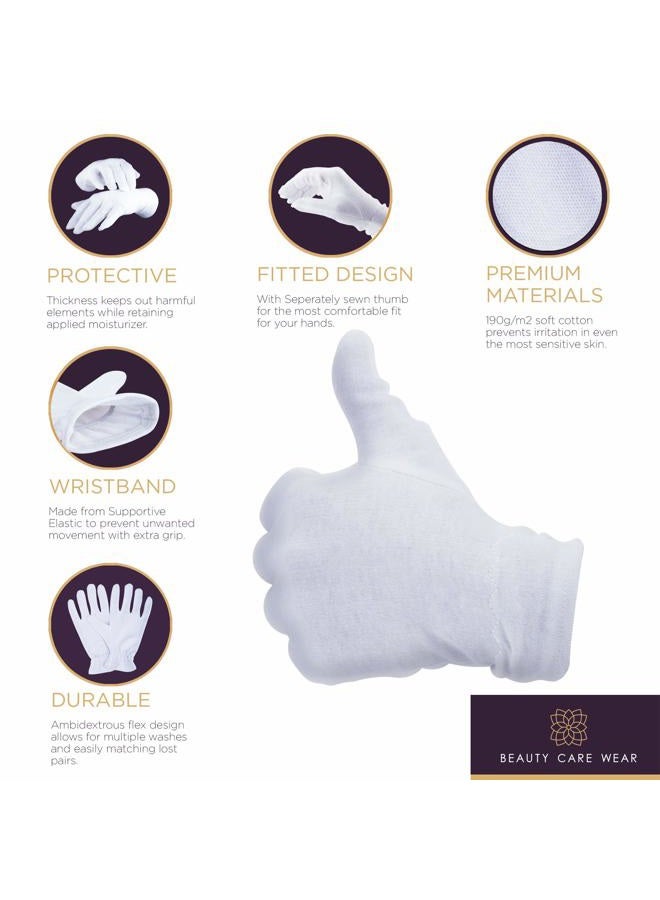 Beauty Care Wear White Gloves Medium (10 pair) - Cotton Gloves for Eczema, Cotton Gloves for Dry Hands, White Cotton Gloves for Women, Spa Glove, Lotion Glove, Sleeping Glove - Image 3