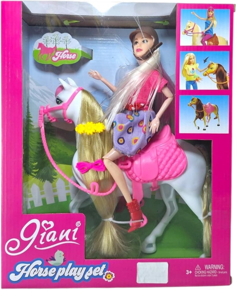 Magic GTG Toys Doll With Horse For Girls, 2 Pieces Playset, Multi Color,