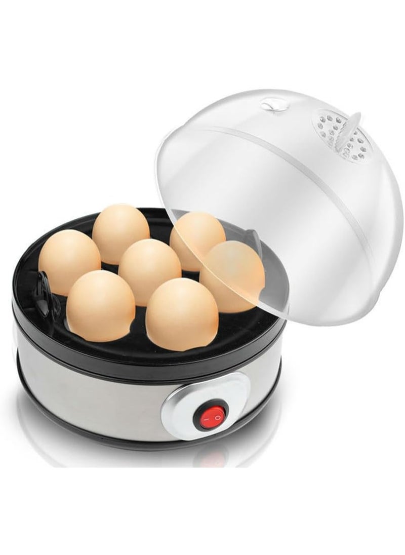 Tornado Keratiner Rapid Egg Boiler Electric 350W, 7-Egg Capacity Soft, Medium, Hard-Boiled Egg Cooker with Auto Shut-Off Features Stainless Steel Shell, Transparent Lid, Measuring Cup,BPA Free  - Image 1