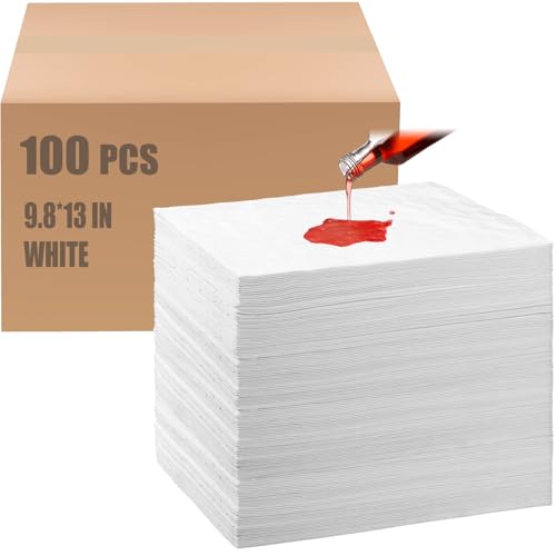 Hoolerry وسادات امتصاص الزيت هوليري، وسادة مجعدة، ملحقات المرآب، حصيرة امتصاص الماء، حصيرة تسرب الزيت لامتصاص وحماية المنزل، المرآب، القبو (100 قطعة، أبيض، 9.8 × 13 بوصة) - Image 1