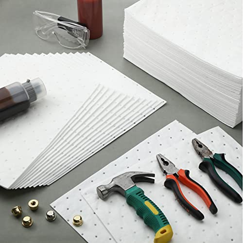 Hoolerry وسادات امتصاص الزيت هوليري، وسادة مجعدة، ملحقات المرآب، حصيرة امتصاص الماء، حصيرة تسرب الزيت لامتصاص وحماية المنزل، المرآب، القبو (100 قطعة، أبيض، 9.8 × 13 بوصة) - Image 3