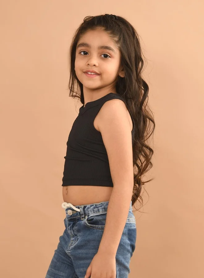 LILPICKS Black Crop Top for Girls
