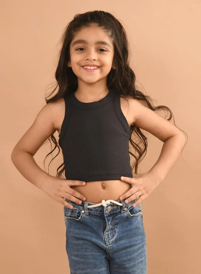 LILPICKS Black Crop Top for Girls