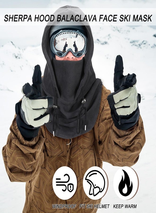 Velmitten 3 Pcs Over Helmet Balaclava Ski Mask Men Women Balaclava Windproof Fuzzy Face Mask Neck Warmer Scarf Helmet Hood, Black, Dark Grey,light Grey, One size - Image 4