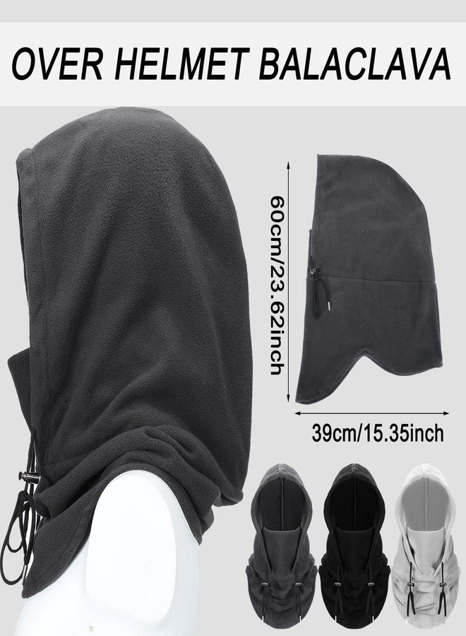 Velmitten 3 Pcs Over Helmet Balaclava Ski Mask Men Women Balaclava Windproof Fuzzy Face Mask Neck Warmer Scarf Helmet Hood, Black, Dark Grey,light Grey, One size - Image 2