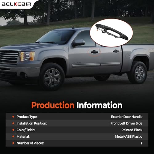 BELKEBIR Black Exterior Door Handle Front Left Driver Side Compatible with 2007-2014 Chevy Silverado Suburban Avalanche Tahoe, GMC Sierra Yukon, Cadillac Escalade Replaces 15915149, 20828258, 22738721 - Image 4
