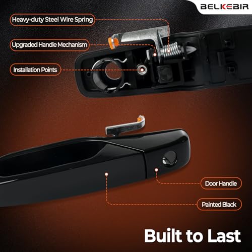 BELKEBIR Black Exterior Door Handle Front Left Driver Side Compatible with 2007-2014 Chevy Silverado Suburban Avalanche Tahoe, GMC Sierra Yukon, Cadillac Escalade Replaces 15915149, 20828258, 22738721 - Image 5