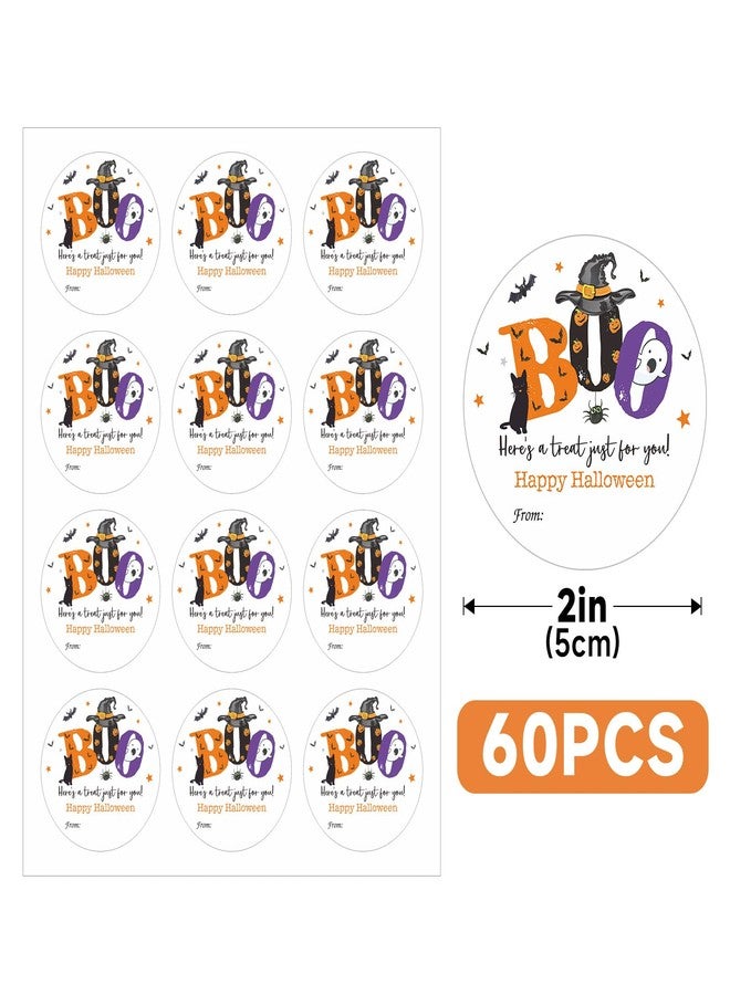 جيجاكرافت ملصقات عيد الهالوين السعيدة من jijAcraft، 60 قطعة - ملصقات أسماء دائرية مقاس 2 بوصة، ملصقات حلوى أو خدعة، إليك هدية خاصة بك، ملصقات هالوين للمظاريف وأكياس الحلوى وهدايا الحفلات - Image 2