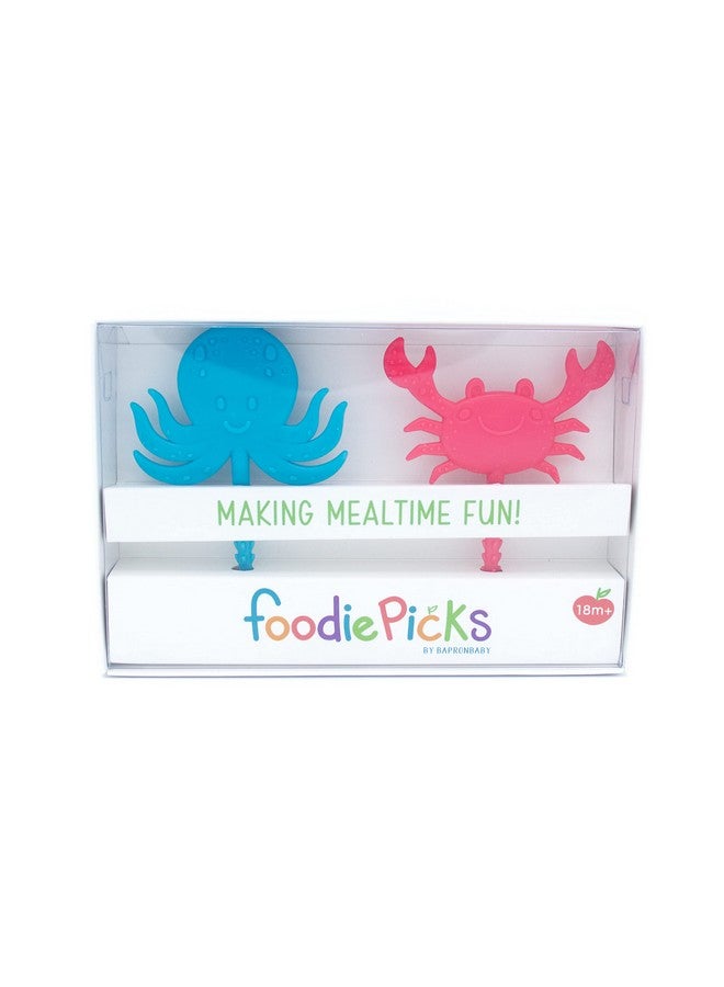 BapronBaby Sea Life Foodie Picks (2 Pack - Crab & Octopus) - Toddlers + Preschoolers Utensils - BPA Free - Dishwasher Safe - Self Feeding - 18 Months+ - Image 3
