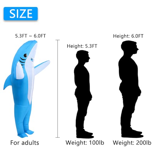 KMiKE Inflatable Shark Costume for Adult Funny Halloween Costumes Fantasy Cosplay Blow up Costume (Blue, Adult) - Image 3