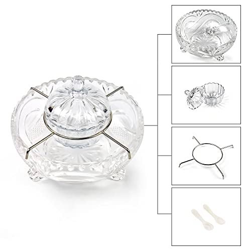 DUEBEL Glass Caviar Dish, 1 Pumpkin-Shape Glass Divided Serving Set Plus 2 pcs. x Mother of Pearl Spoon – Caviar Chiller, Shrimp Serving Dish for Kitchen, Bar, Restaurant, Catering Events - Image 3