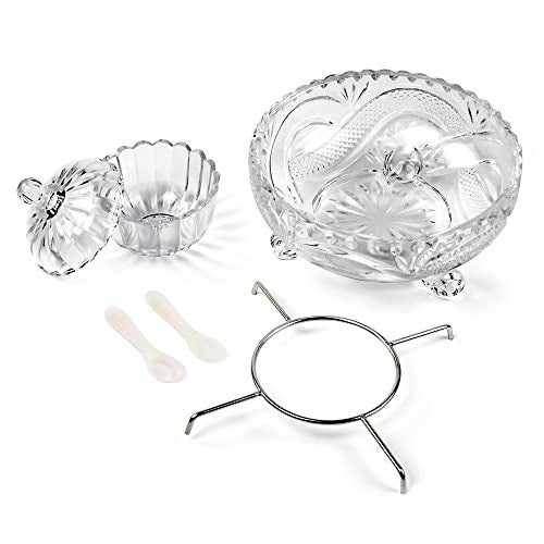 DUEBEL Glass Caviar Dish, 1 Pumpkin-Shape Glass Divided Serving Set Plus 2 pcs. x Mother of Pearl Spoon – Caviar Chiller, Shrimp Serving Dish for Kitchen, Bar, Restaurant, Catering Events - Image 5
