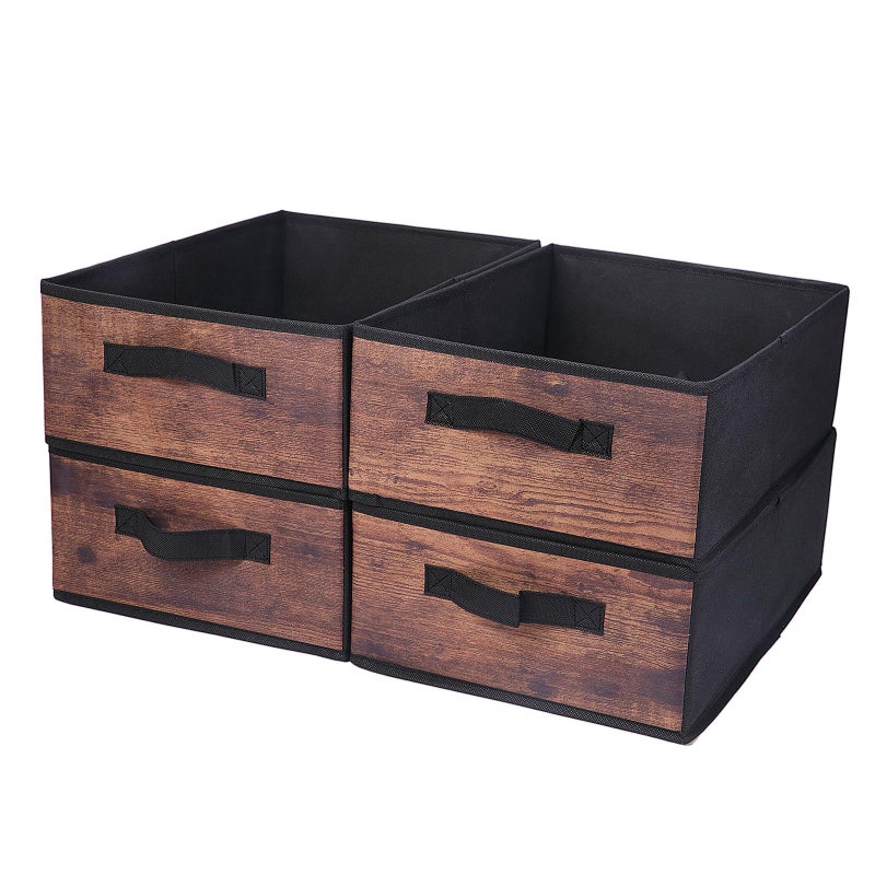 BOMKEE Clothings Collapsible Storage Bins Foldable Organizers and Storage Baskets Cube Storage Bin for Bedroom Living Room 4 Pack MZWL 154x114x55inch - Image 2