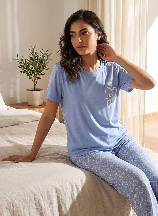 Intimates Viscose Floral Print T-shirt and Pyjama Set
