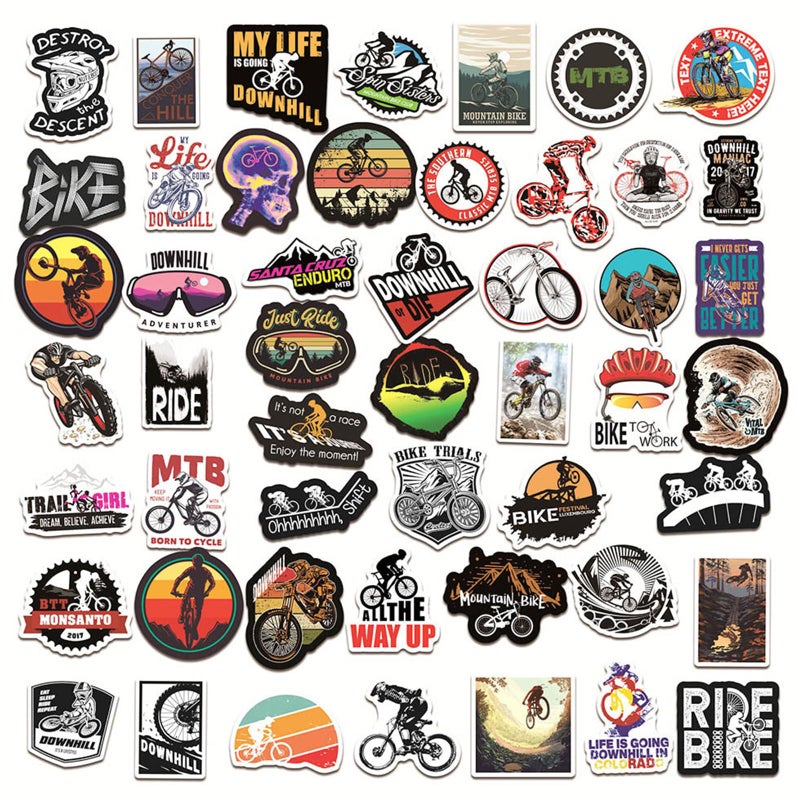 Jofony 100Pcs Mountain Bike Stickers Cute Mountain Cycling Vinyl Waterproof Decals For Boys Water Bottle Laptop Birthday Party Gift Supplies Favors - Image 2