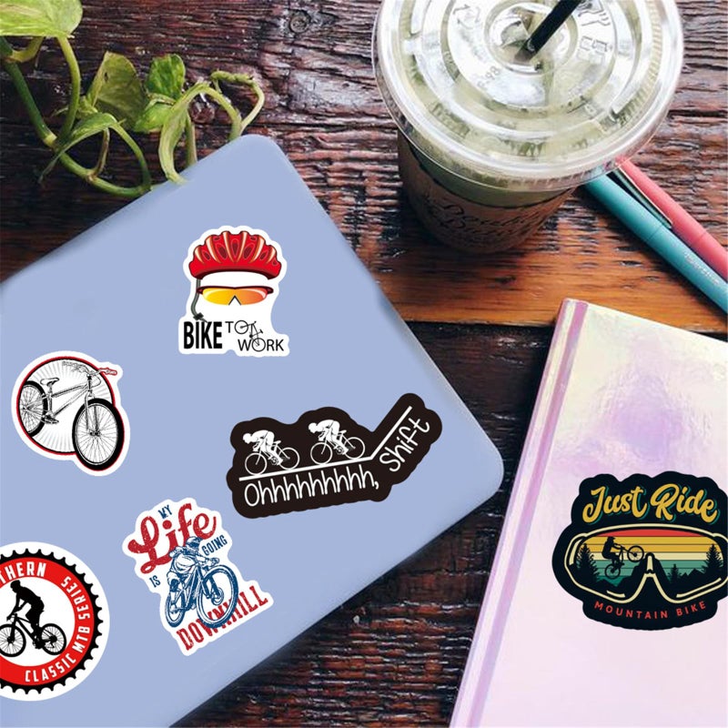 Jofony 100Pcs Mountain Bike Stickers Cute Mountain Cycling Vinyl Waterproof Decals For Boys Water Bottle Laptop Birthday Party Gift Supplies Favors - Image 4
