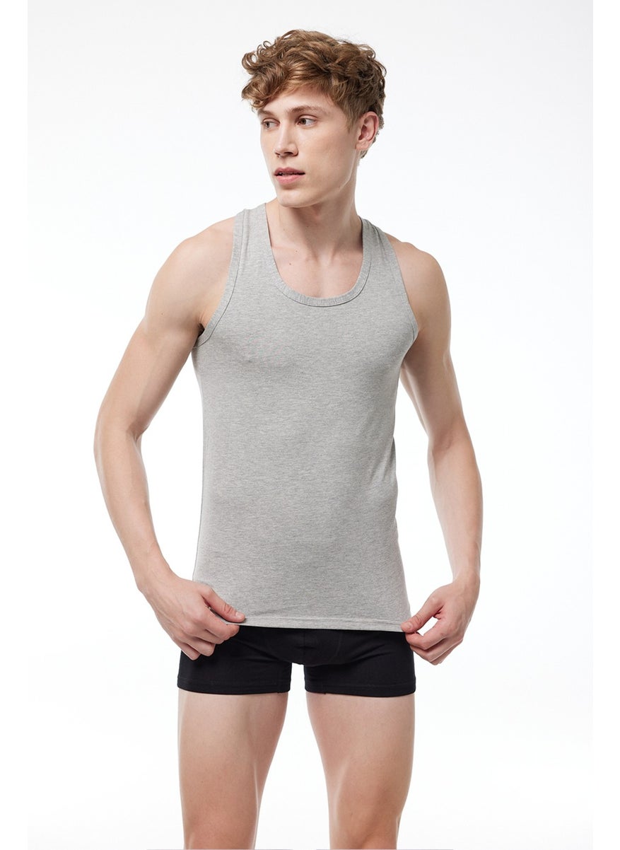 Malabadi Gray 2 Pack Economical Men's Boxer Cotton Undershirt 094  - Image 2