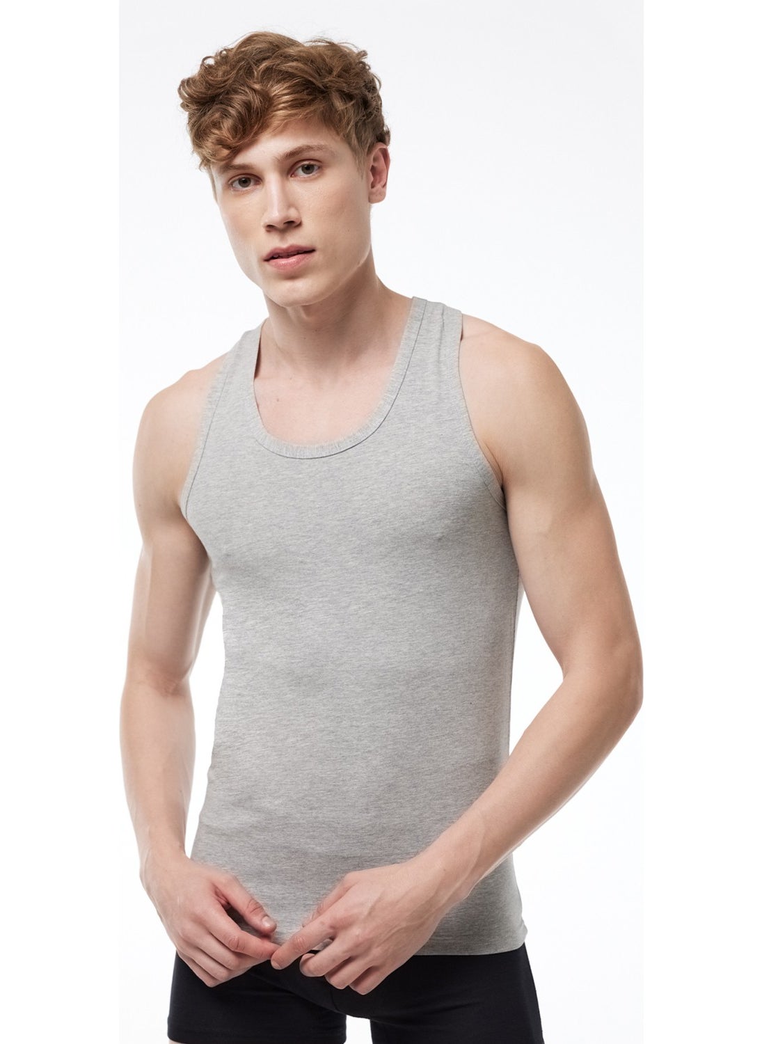 Malabadi Gray 2 Pack Economical Men's Boxer Cotton Undershirt 094  - Image 1