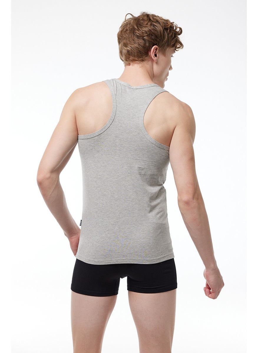 Malabadi Gray 2 Pack Economical Men's Boxer Cotton Undershirt 094  - Image 3