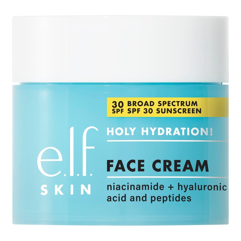 elf e.l.f. SKIN Holy Hydration! Face Cream - Broad Spectrum SPF 30 Sunscreen, Moisturizes & Softens Skin, Quick-Absorbing & Ultra-Hydrating, 1.7 Oz (50g) - Image 1