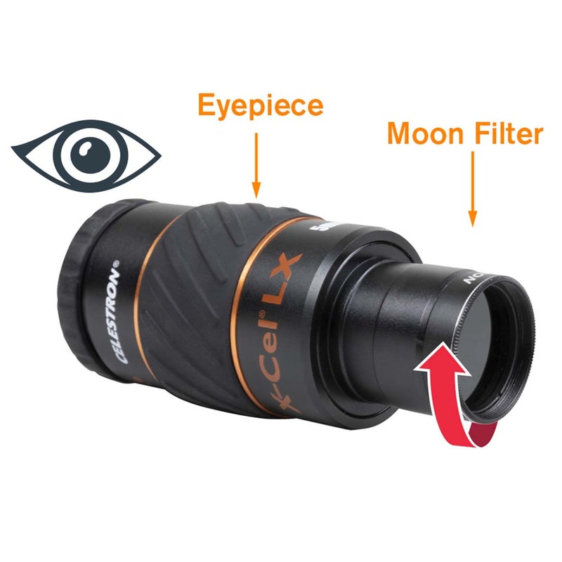 Celestron 1.25 inch Moon Filter - Suitable for Lunar Observation, Extra Bright Planets or Terrestrial Viewing Over Sand or Snow, Black - Image 2