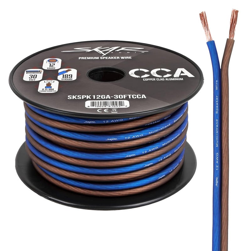 SKAR AUDIO 12 Gauge AWG Audio Speaker Wire - 30 Feet (Blue/Brown) - Image 1