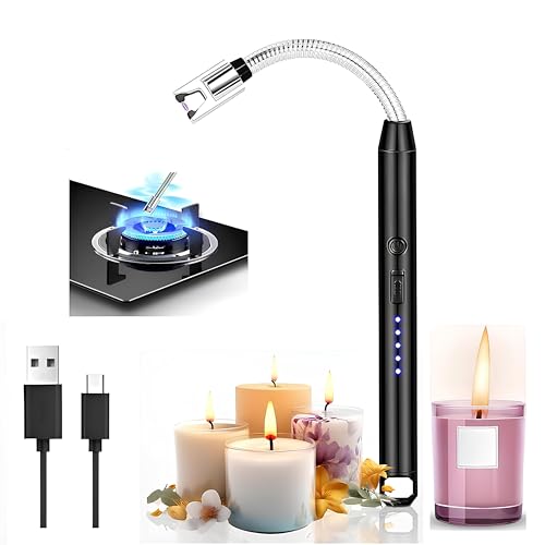 KBZONE Rechargeable Electric Gas Lighter for Kitchen Use Electric Stove Lighter for Kitchen Cooking Gas Stove BBQ Pooja,Candles 360° Flexible Neck Arc C-Type USB Plasma Lighter Windproof - Image 1