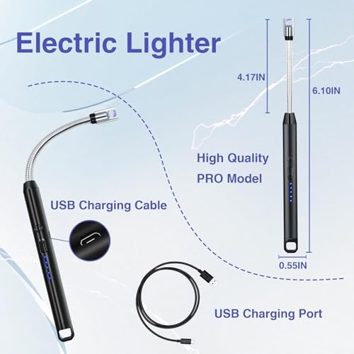 KBZONE Rechargeable Electric Gas Lighter for Kitchen Use Electric Stove Lighter for Kitchen Cooking Gas Stove BBQ Pooja,Candles 360° Flexible Neck Arc C-Type USB Plasma Lighter Windproof - Image 2