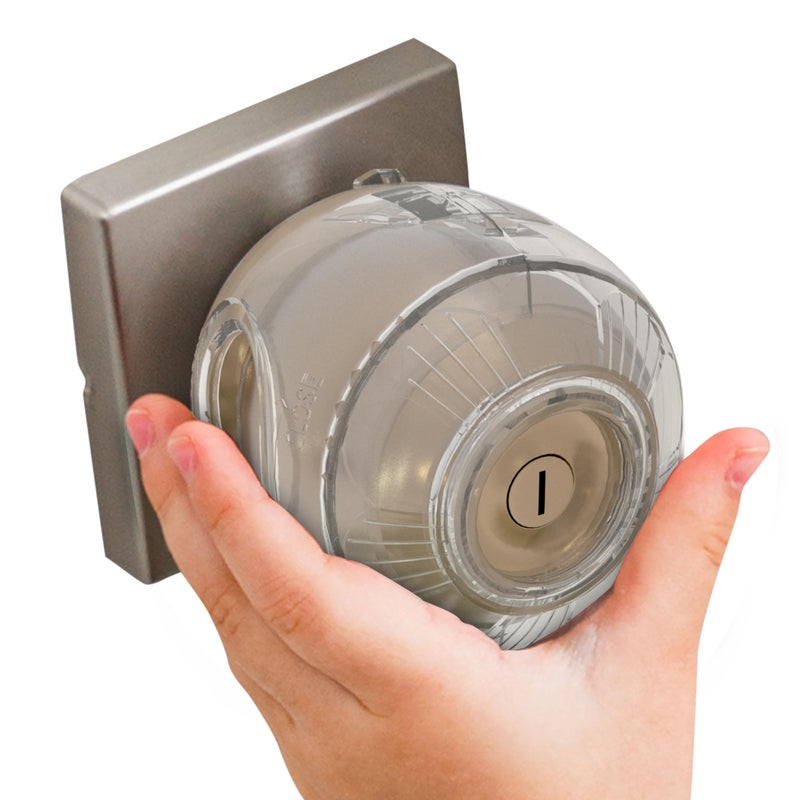 Child Safety Door Knob Cover 4 Pack HardtoRemove DualLock Door Handle Covers for Kids Reusable Baby Proof Door Knob Locks Installs Easily No Tools Needed Clear