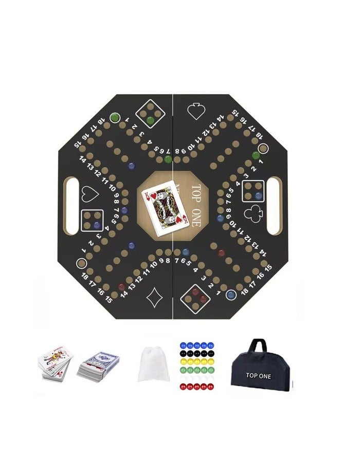 Jackaroo Board Game,Ludo Board Game,Jackaroo Joker Board Game,Double Sided Wooden Board Game for 4 and 6 Players with Carrier Bag,24 Marbles and Cards,40 cm x 40cm Size,Jackaroo Game Family Game Marble Game