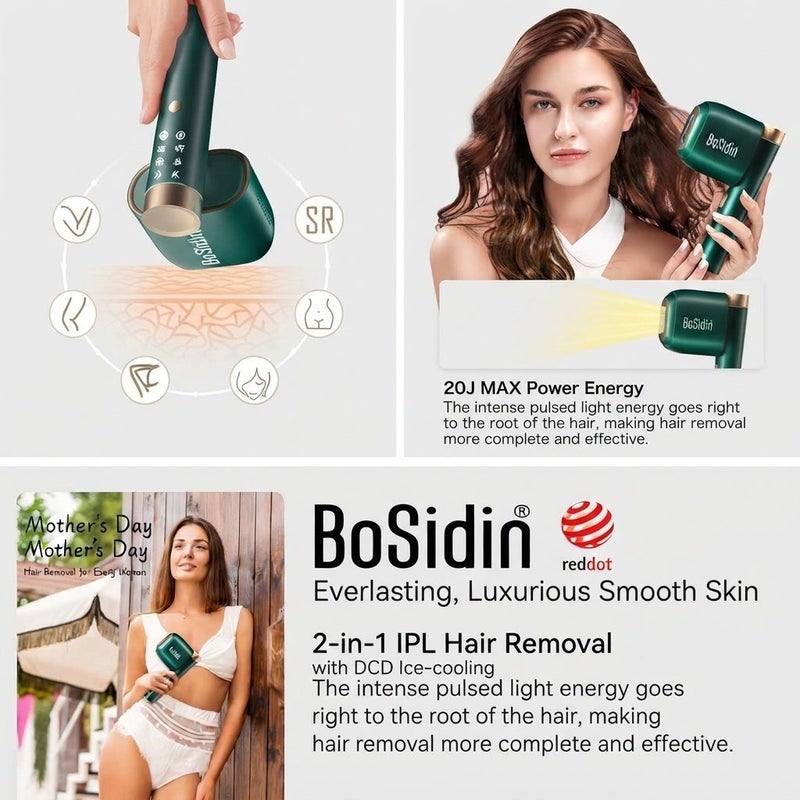 BoSidin Pro Advanced IPL Hair Removal Device for both Men and Women | 20J Max Energy, 41°F Dynamic Cooling Technology, 6 Multifunctional Modes, FDA-Cleared Long-Lasting Hair Reduction for Face, Body, & Sensitive Zones - Image 5