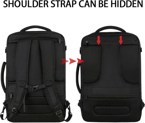 Vancropak 35L Carry on Bags for Airplanes, Luggage Backpack for Travel, Flight Approved Travel Bag for Men & Women, Water Resistant Suitcase Backpack Weekender Business Daypack Overnight Bag, Black - Image 3