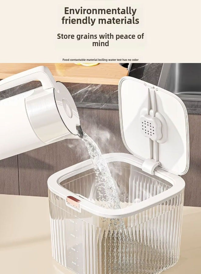موزع أرز 5/10 كجم، دلو موزع طعام وحاوية أرز، حاوية تخزين شفافة للحبوب، دلو تخزين أرز محكم الغلق مقاوم للرطوبة والحشرات، حامل أرز منزلي، حاوية حبوب كبيرة السعة للدقيق والسكر والشوفان وفول الصويا والحبوب، تنظيم مخزن المطبخ والتخزين - Image 4