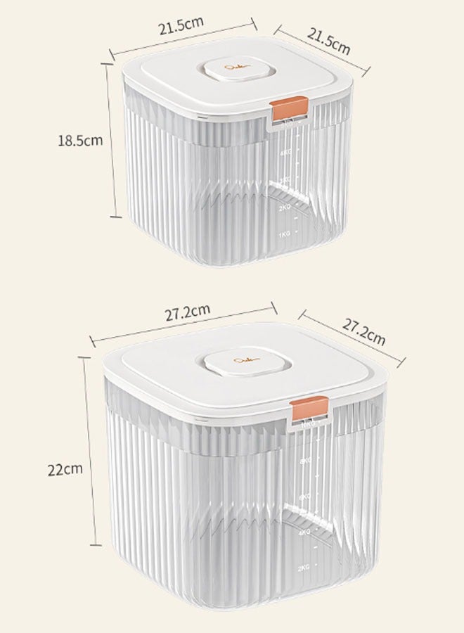 موزع أرز 5/10 كجم، دلو موزع طعام وحاوية أرز، حاوية تخزين شفافة للحبوب، دلو تخزين أرز محكم الغلق مقاوم للرطوبة والحشرات، حامل أرز منزلي، حاوية حبوب كبيرة السعة للدقيق والسكر والشوفان وفول الصويا والحبوب، تنظيم مخزن المطبخ والتخزين - Image 2