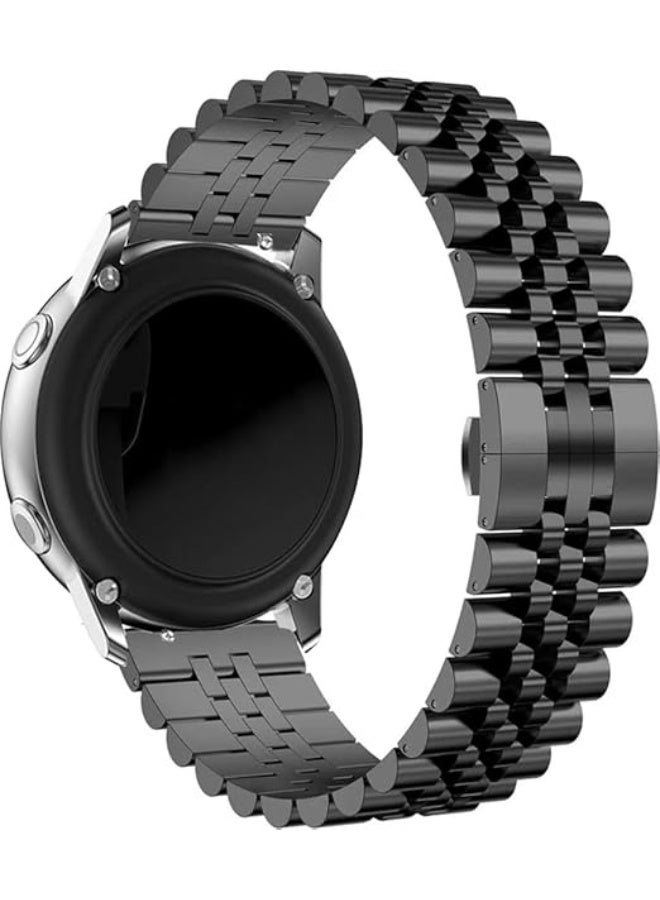 Luxury 22mm Stainless Steel Watch Band – Two-Tone Executive Metal Bracelet – Premium Replacement Strap for Samsung Watch 46mm, Huawei GT 46mm, Amazfit GTR & All 22mm Smartwatches (Black) - Image 4