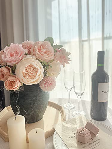 FACINOC Peonies Artificial Flowers Pink Silk Roses Bulk for DIY Wedding Bouquet Bridal Shower Decorations Fake Floral Arrangements Party Table Centerpieces Home Decor Indoor Blush Peach Box 20pcs - Image 3