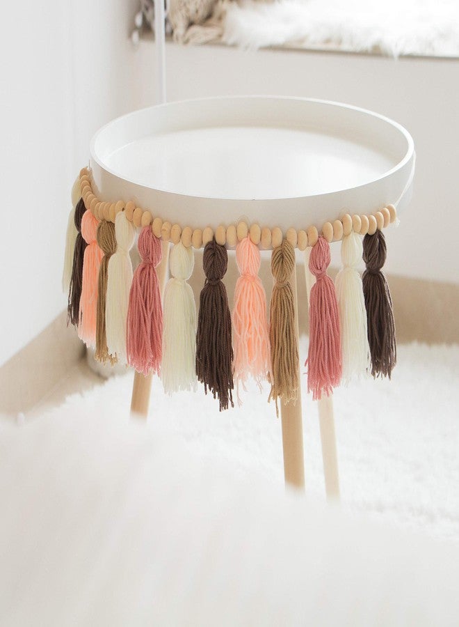 Decocove Tassel Garland - Boho Tassel Garland with Wood Beads - Wall Decor for Dorm, Girls Room and Nursery Room (43 inch) - Blush and Terra Cotta - Image 5