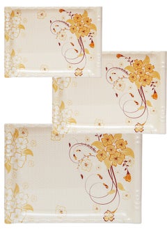 A TO Z Floral Melamine Serving Tray Set – 3 Pcs, Premium Quality, Scratch Resistant & Unbreakable, BPA-Free, 33x38x44.5 cm, Design 215 | Dishwasher Safe, Ideal for Daily Use & Parties  - Image 4