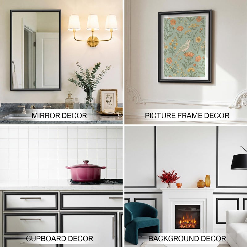 Innconee 65.6ft Peel and Stick Molding Chair Rail Panel Flexible Crown Molding Trim Self Adhesive Panel Moulding Decor Lines for Wall Door Cabinet Frame Mirror Window Border(1.25 Inch X 65.6 ft,White) - Image 5