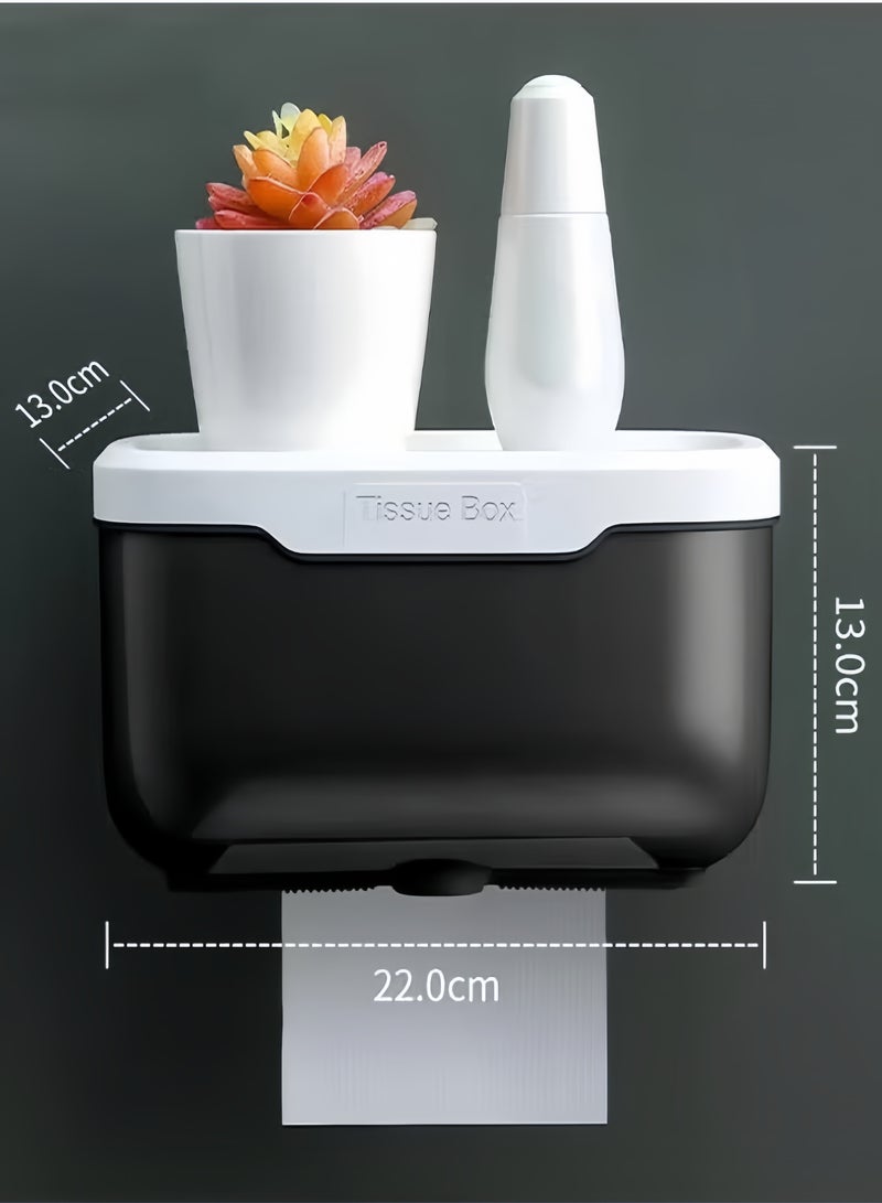 Aikenn Wall-Mounted Tissue Box,Punch-Free Tissue Dispenser,Waterproof Tissue Container,Waterproof Toilet Paper Box for Bathroom Wall Mounted Storage Box,for Bathroom Kitchen Living Room  - Image 2