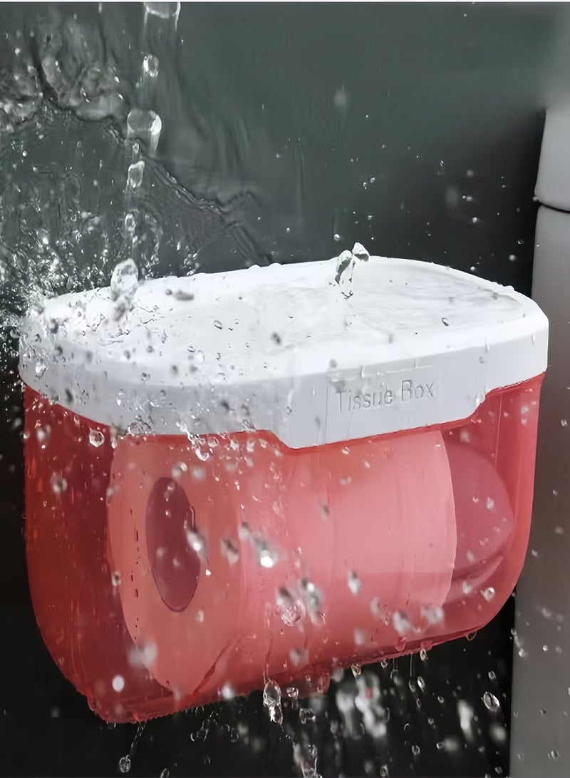 Aikenn Wall-Mounted Tissue Box,Punch-Free Tissue Dispenser,Waterproof Tissue Container,Waterproof Toilet Paper Box for Bathroom Wall Mounted Storage Box,for Bathroom Kitchen Living Room - Image 4