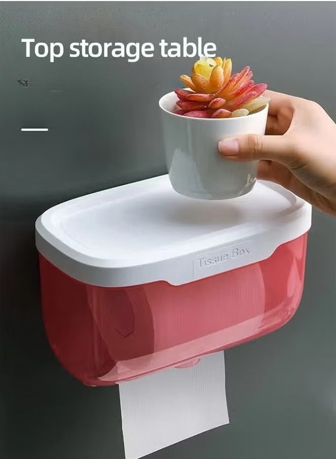 Aikenn Wall-Mounted Tissue Box,Punch-Free Tissue Dispenser,Waterproof Tissue Container,Waterproof Toilet Paper Box for Bathroom Wall Mounted Storage Box,for Bathroom Kitchen Living Room - Image 5