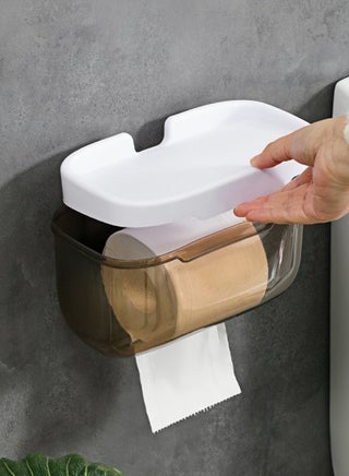 Toilet Paper Holder, Wall-Mounted Tissue Box,Punch-Free Tissue Dispenser, Tissue Container,Waterproof Toilet Paper Box for Bathroom  Storage Box,Multifunction Dispenser Cat Proof (Grey) - view 3