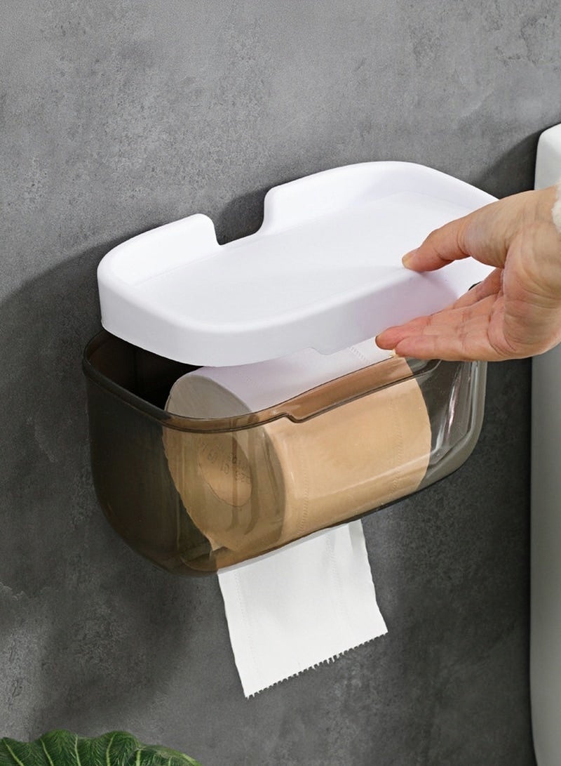 Aikenn Toilet Paper Holder, Wall-Mounted Tissue Box,Punch-Free Tissue Dispenser, Tissue Container,Waterproof Toilet Paper Box for Bathroom  Storage Box,Multifunction Dispenser Cat Proof (Grey) - Image 3